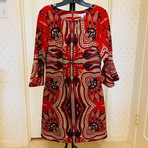 Paisley print dress with bell sleeves